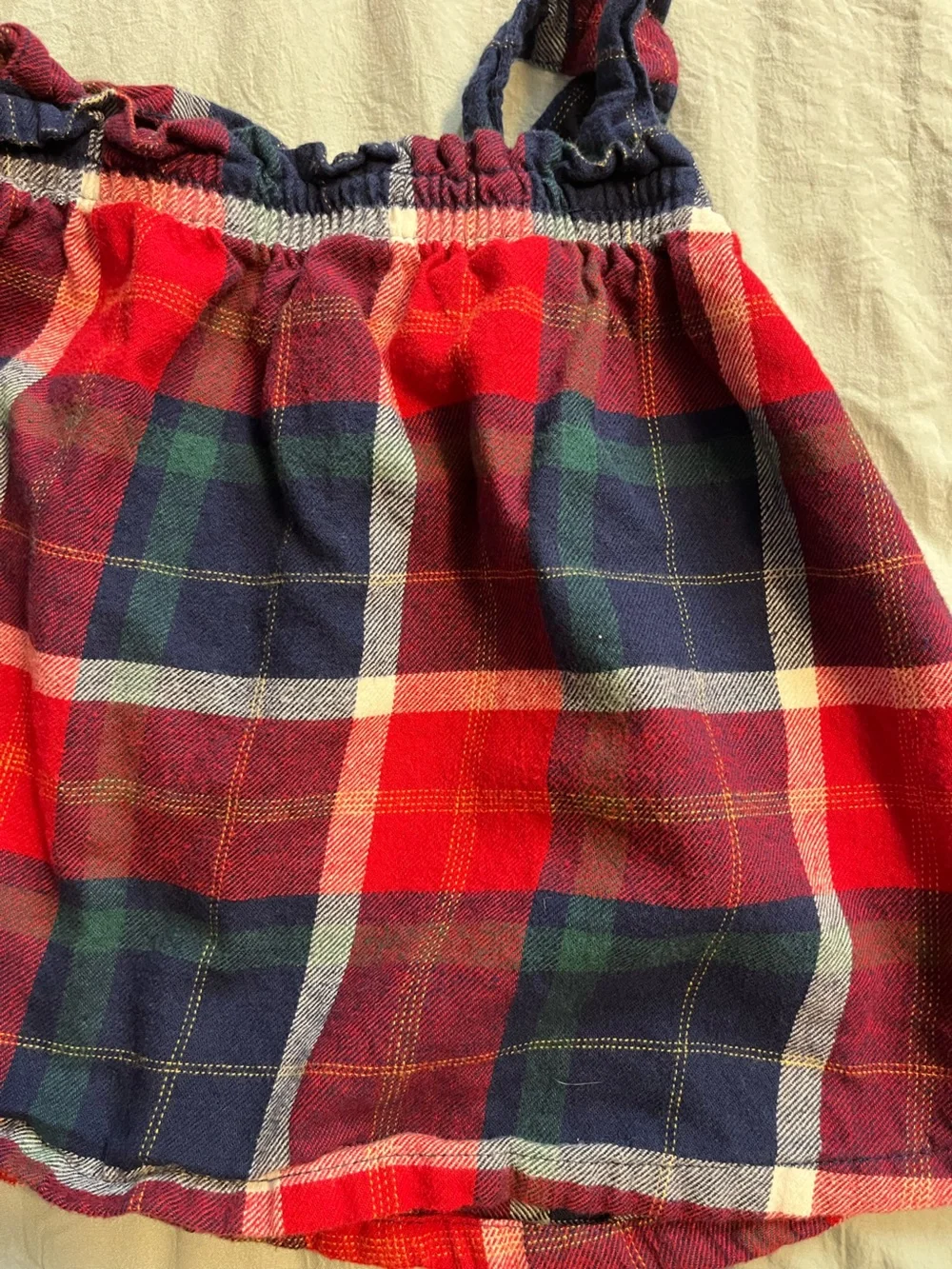 Kids Plaid Dress with Shoulder Straps - Red & Navy